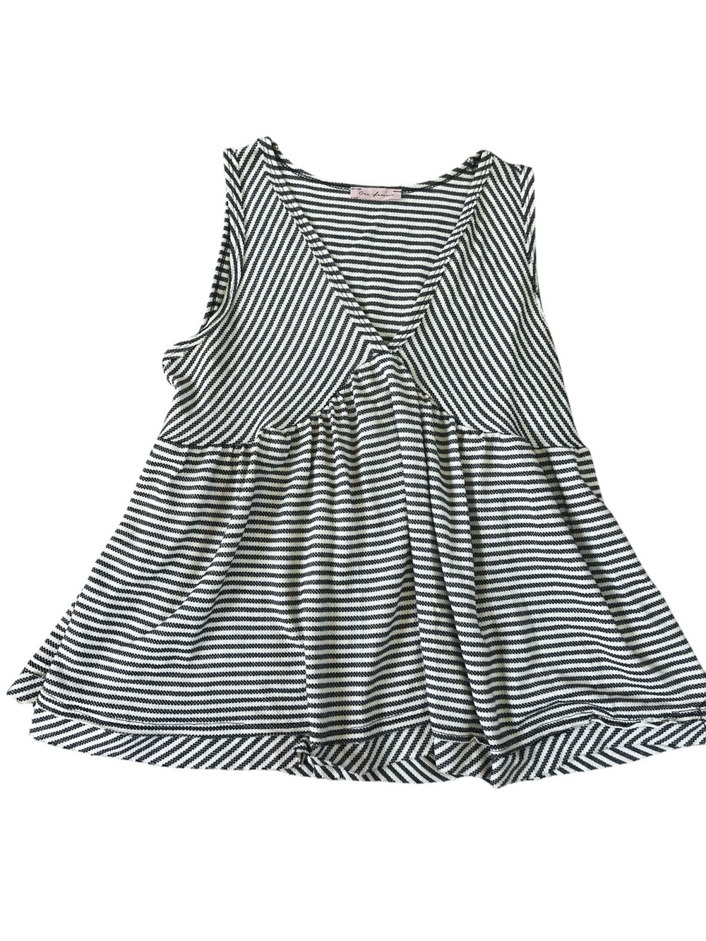 Ces Femme Black and White Striped Sleeveless Tank